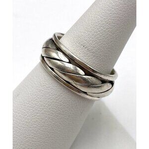 925 Ring Sterling Silver Spinner Unisex Women Artisan Size 8 Band